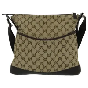 GUCCI GG Supreme Shoulder Bag PVC Leather Beige Brown Silver 145857 95329
