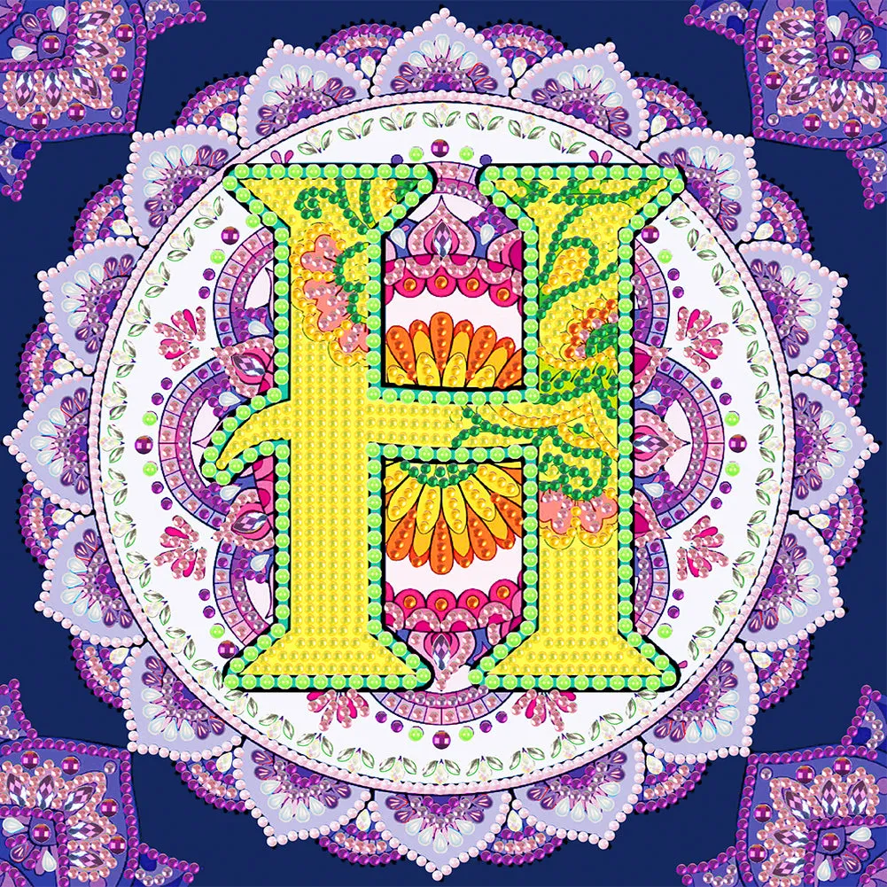 H Letter Mandala - Special Shaped Drill Diamond Painting 30*30CM