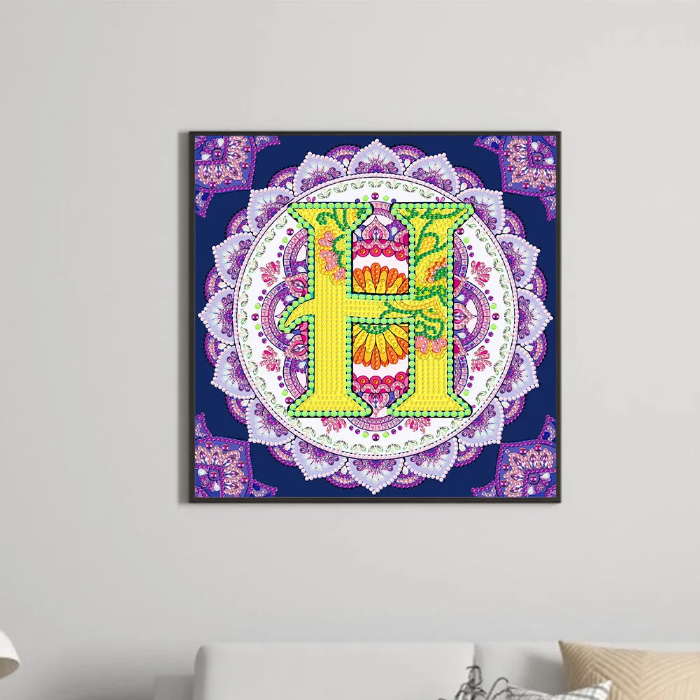 H Letter Mandala - Special Shaped Drill Diamond Painting 30*30CM