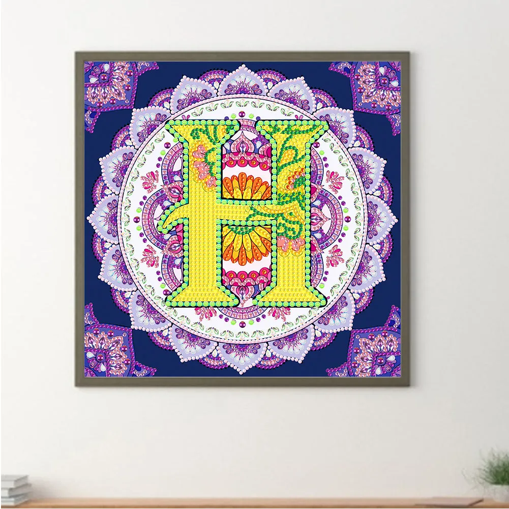 H Letter Mandala - Special Shaped Drill Diamond Painting 30*30CM