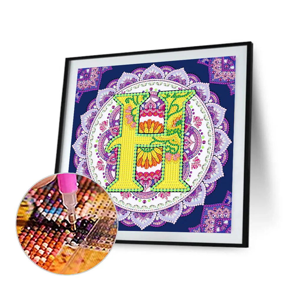 H Letter Mandala - Special Shaped Drill Diamond Painting 30*30CM