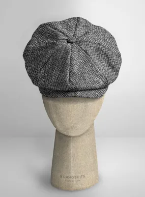 Harris Tweed Barley Gray Newsboy Cap