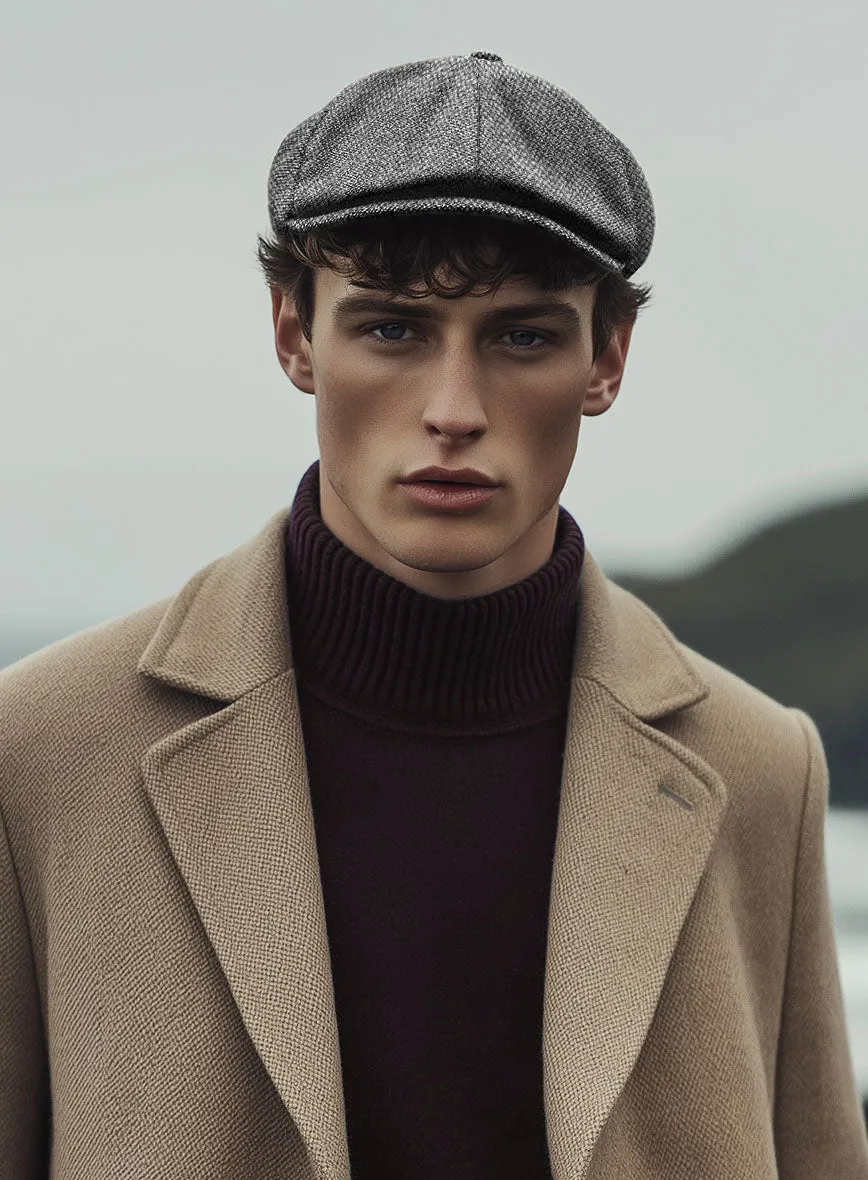 Harris Tweed Barley Gray Newsboy Cap