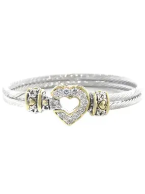 Heart Collection - Pavé Heart Double Wire Bracelet
