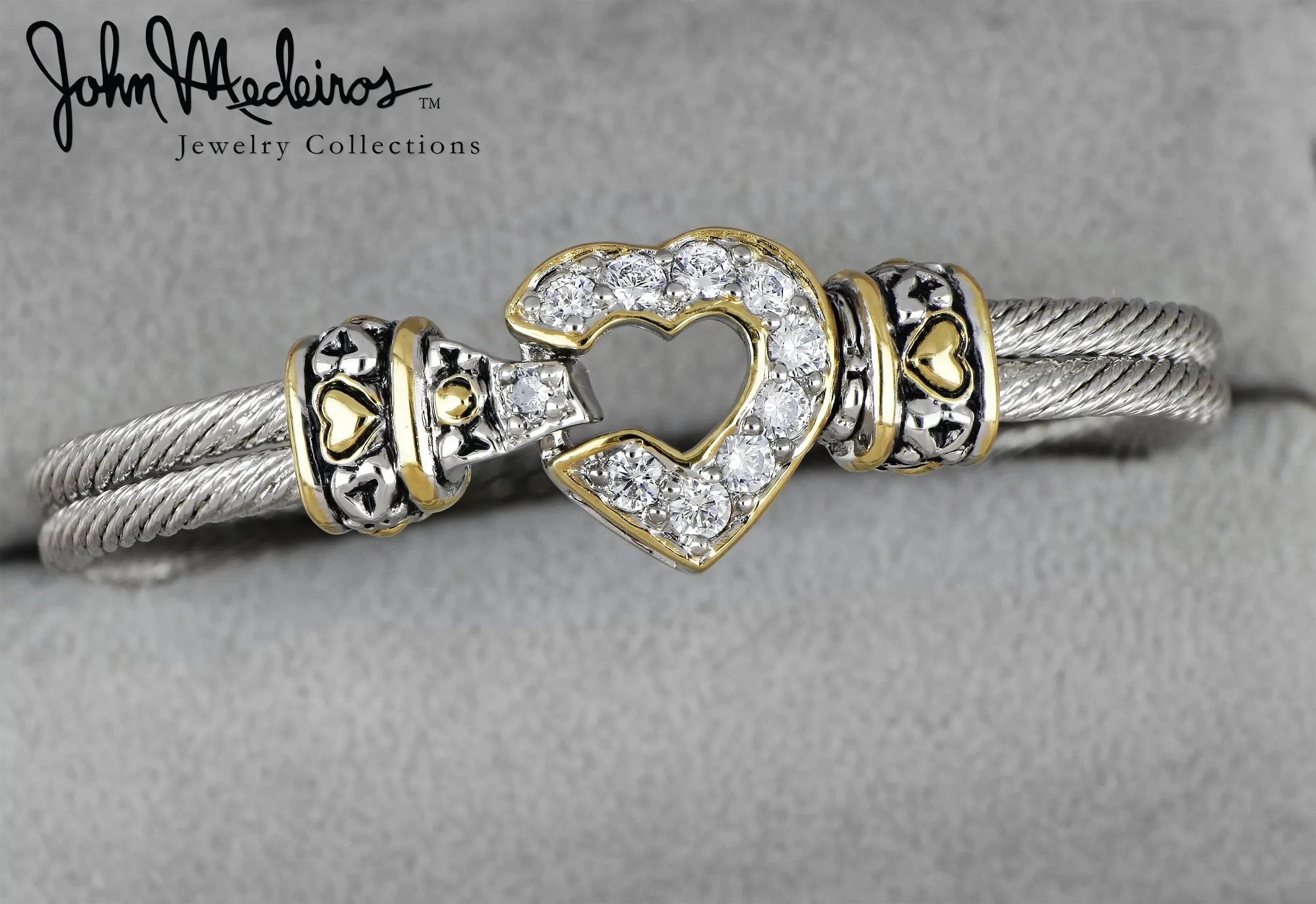 Heart Collection - Pavé Heart Double Wire Bracelet