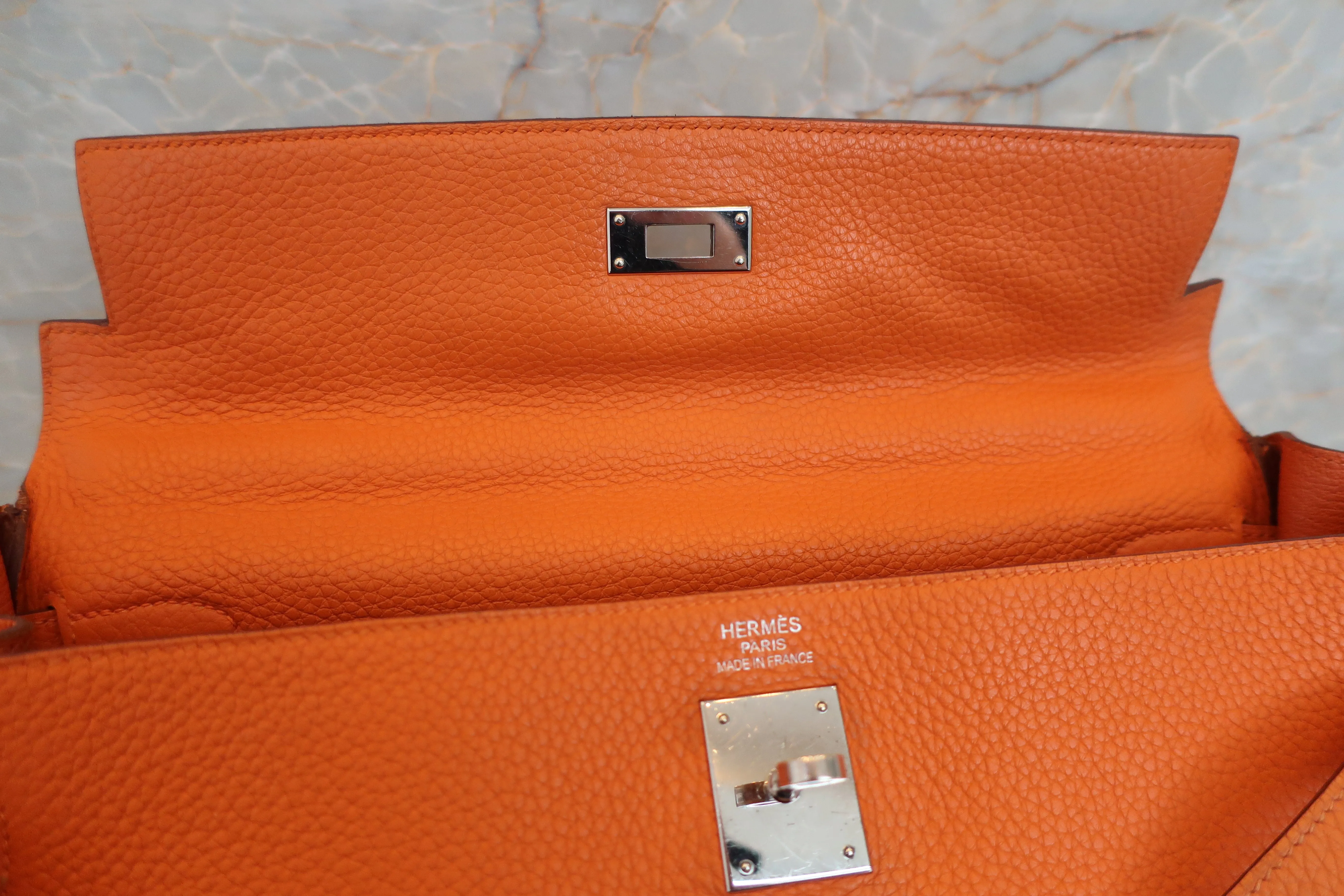 HERMES／エルメス ケリー35 トリヨンクレマンス オレンジ □N刻印 ショルダーバッグ 700010136