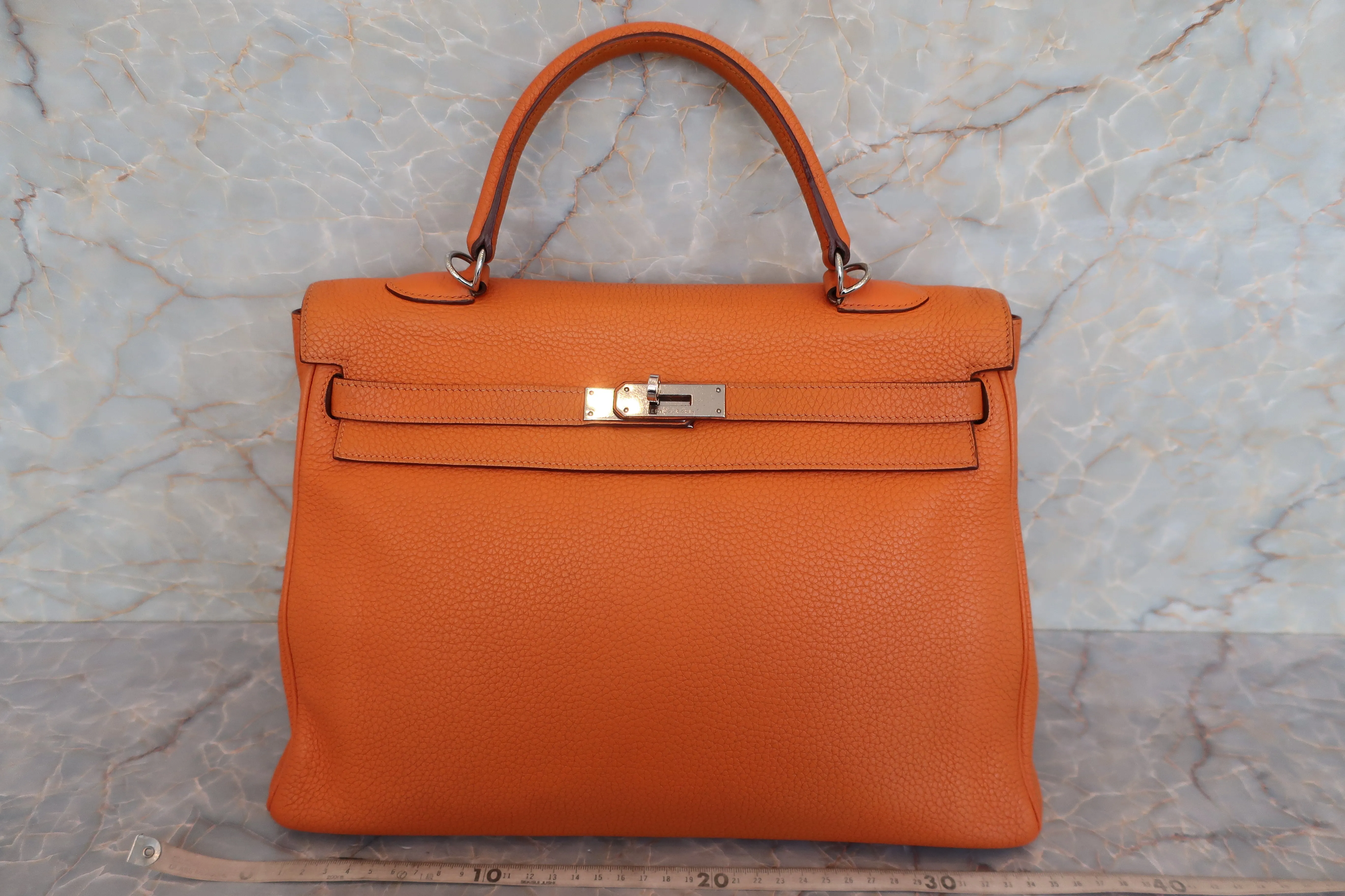 HERMES／エルメス ケリー35 トリヨンクレマンス オレンジ □N刻印 ショルダーバッグ 700010136