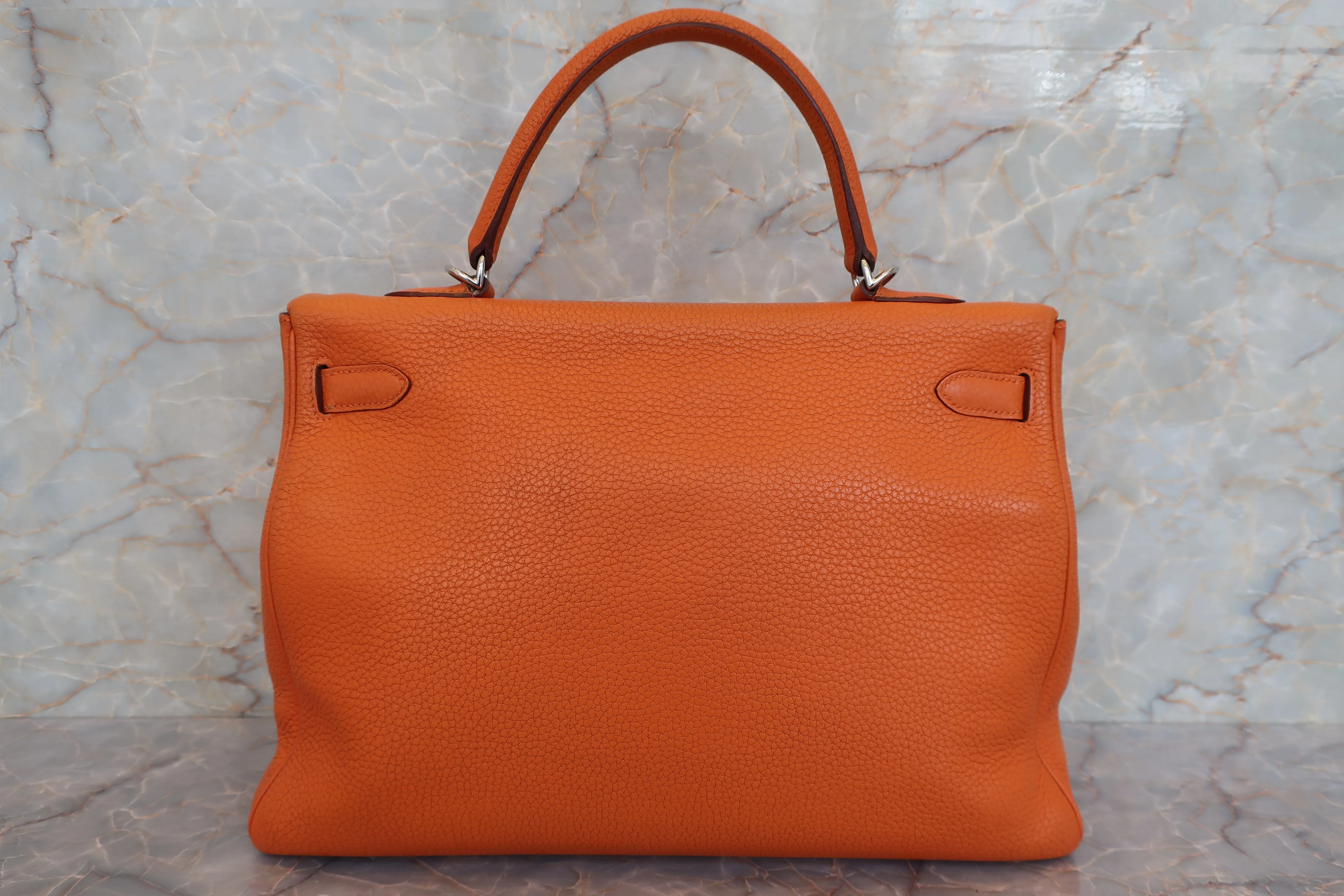 HERMES／エルメス ケリー35 トリヨンクレマンス オレンジ □N刻印 ショルダーバッグ 700010136