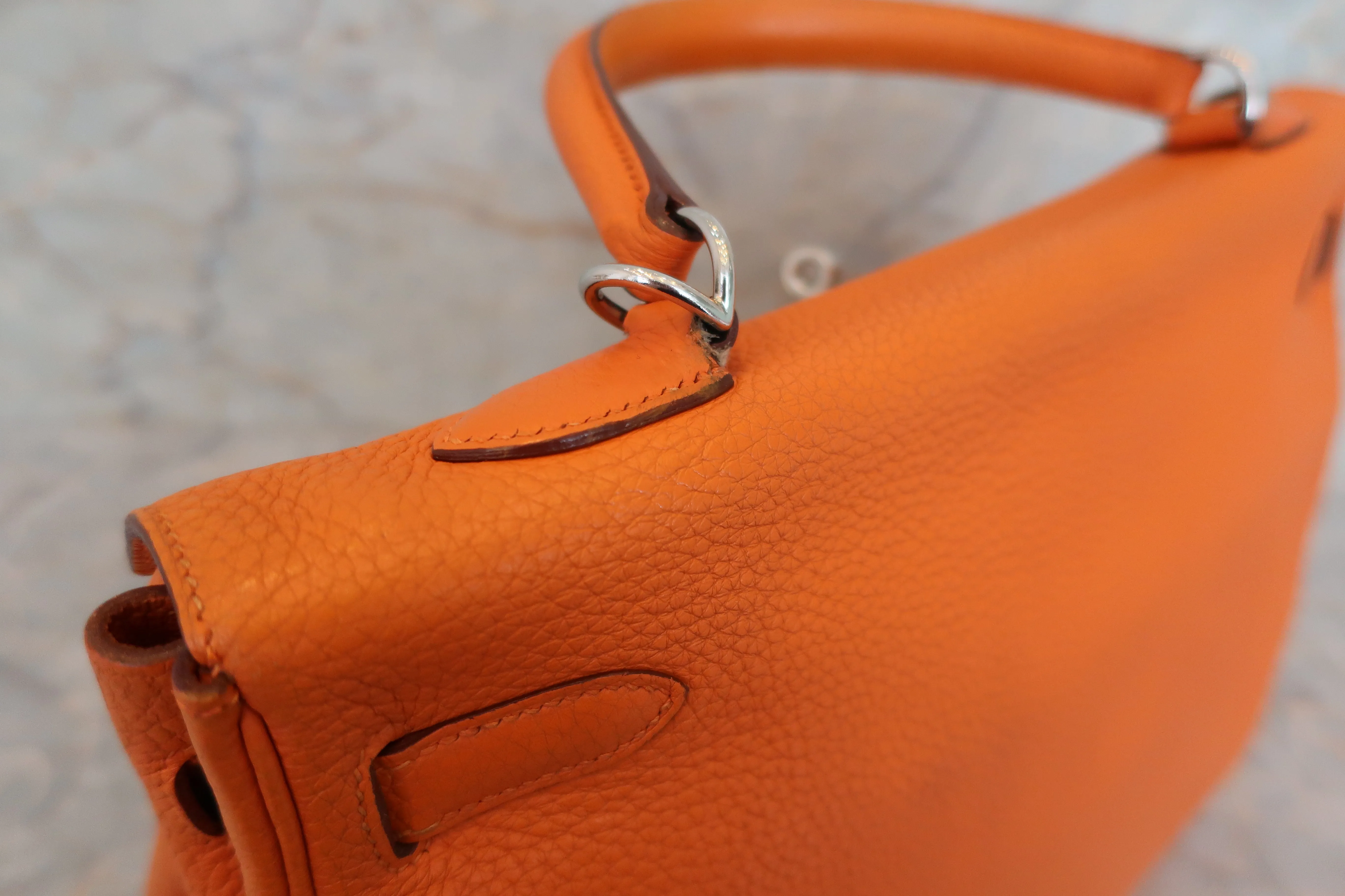 HERMES／エルメス ケリー35 トリヨンクレマンス オレンジ □N刻印 ショルダーバッグ 700010136