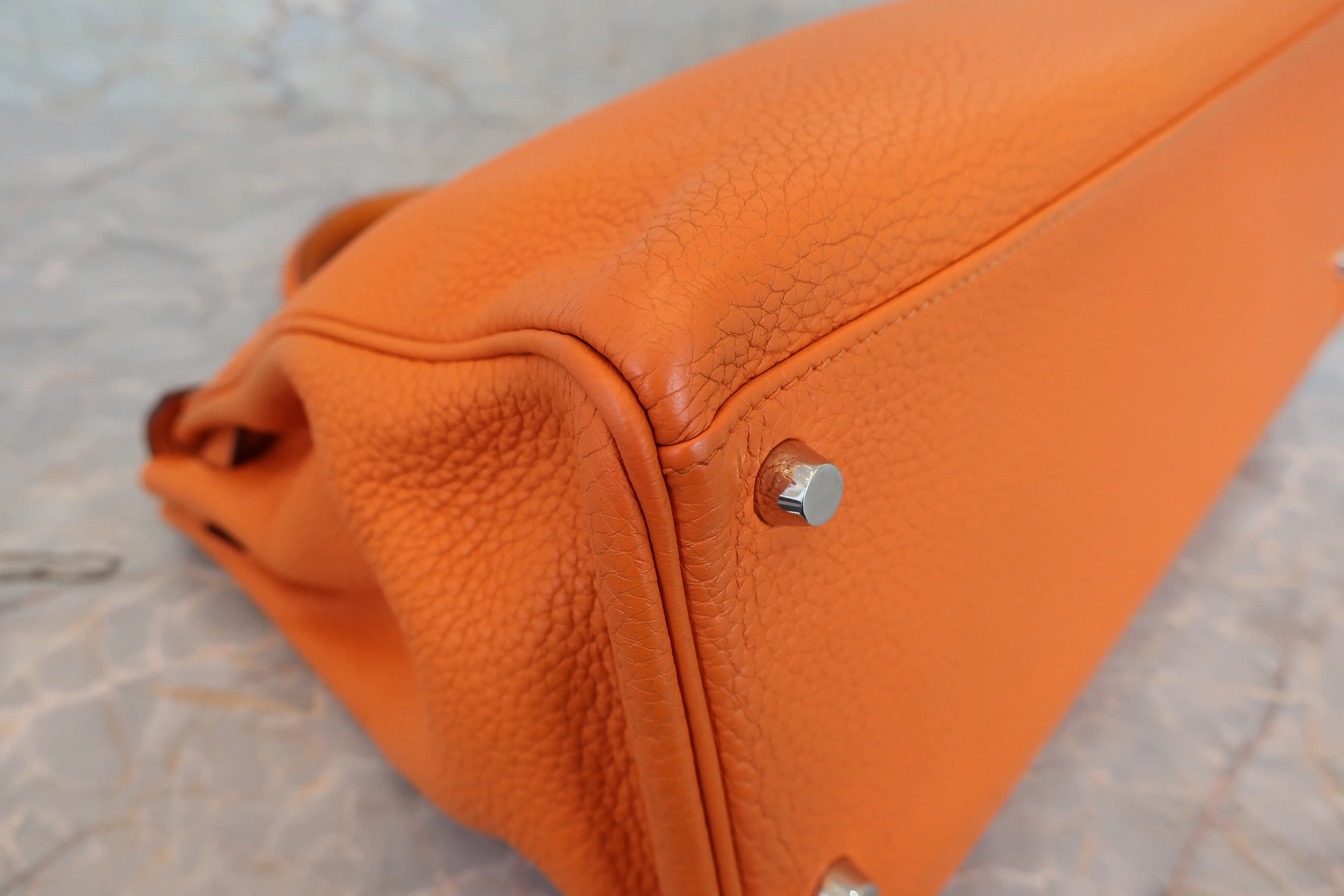 HERMES／エルメス ケリー35 トリヨンクレマンス オレンジ □N刻印 ショルダーバッグ 700010136