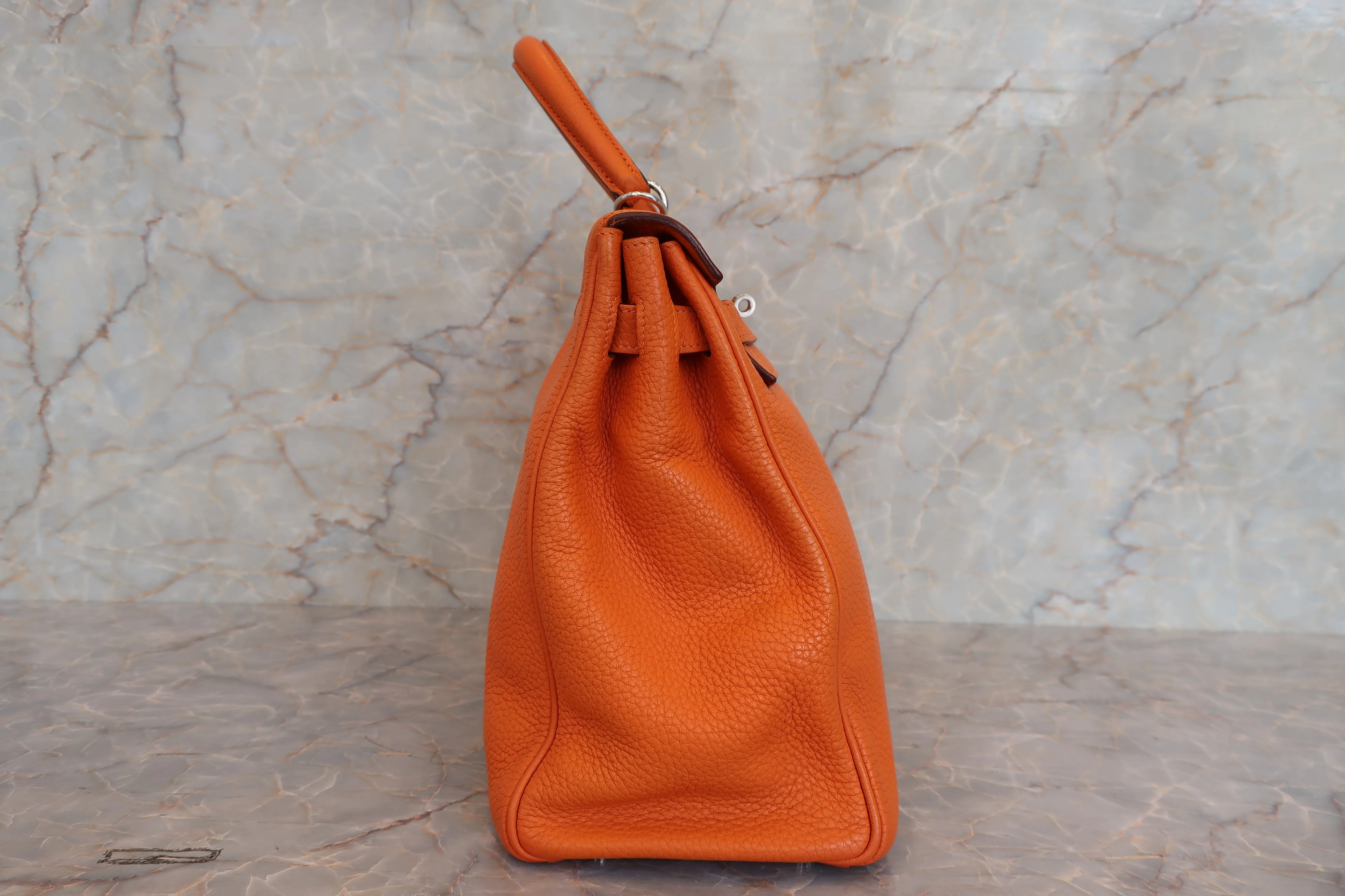 HERMES／エルメス ケリー35 トリヨンクレマンス オレンジ □N刻印 ショルダーバッグ 700010136
