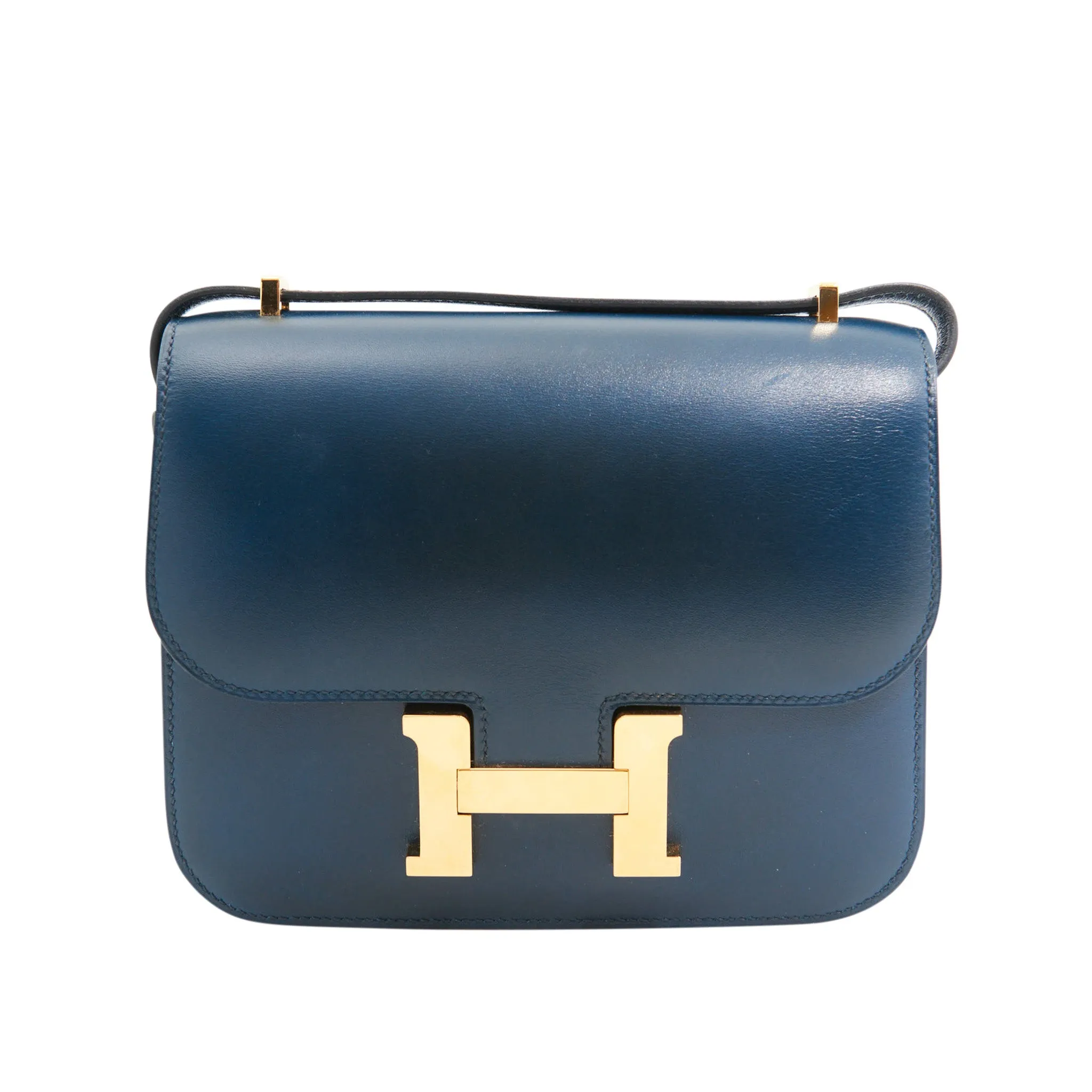Hermes Box Calf Constance 19 in Bleu De Prusse GHW