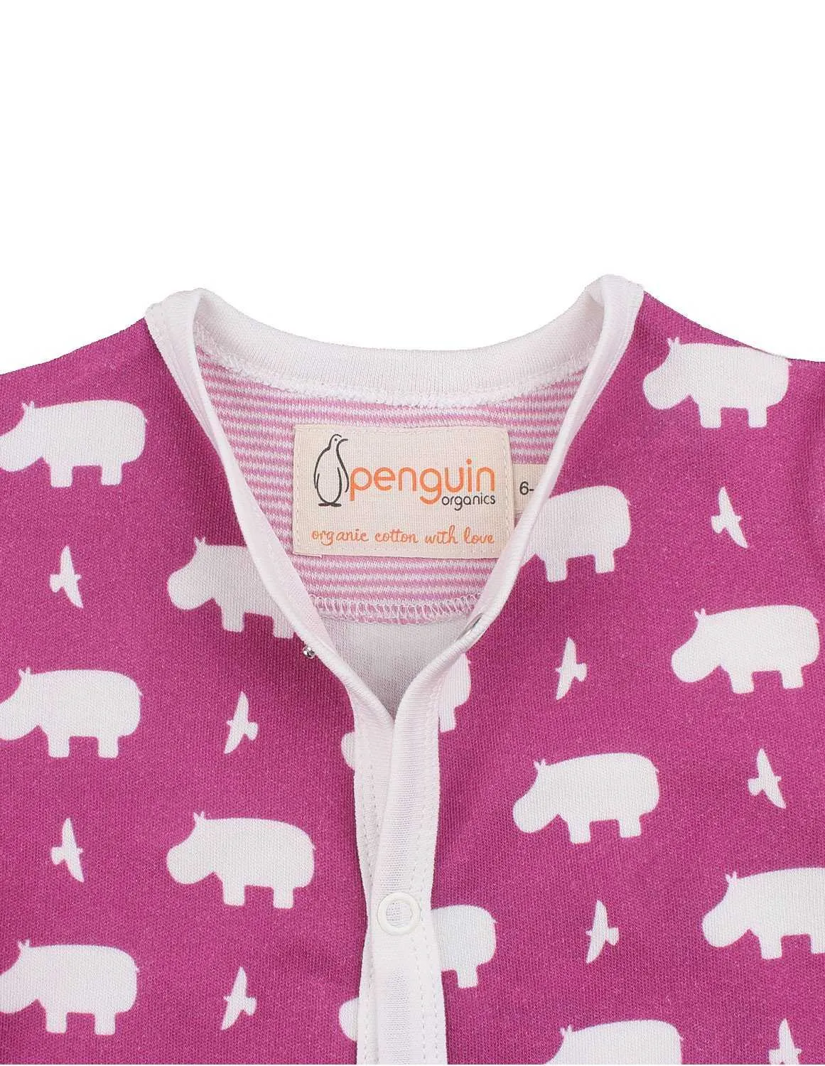Hippo One-Piece Rasberry Organic Cotton