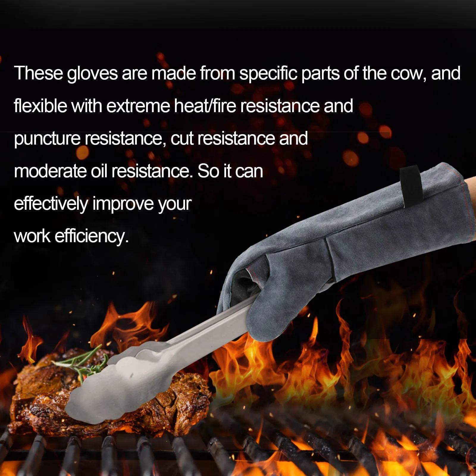HITBOX 14/16 inch Extreme Heat & Fire Resistant Gloves with Kevlar Stitching