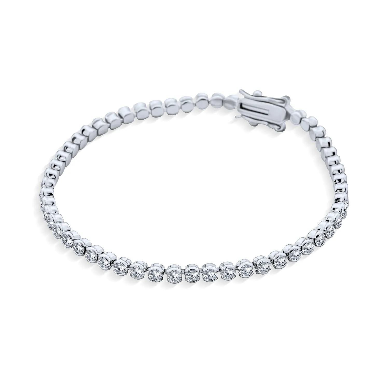 Holiday Party Bridal CZ Solitaire Tennis Bracelet Silver Plated 8 Inch