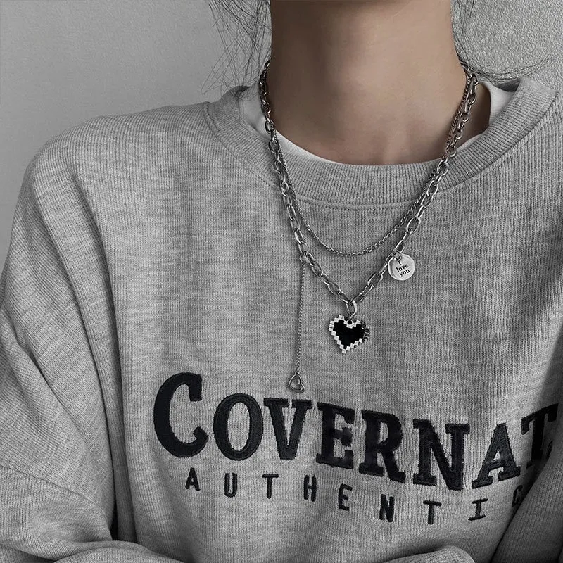 INS Style Titanium Steel Double-Layer Necklace Hip Hop Men's and Women's T-shirt Accessory Chain