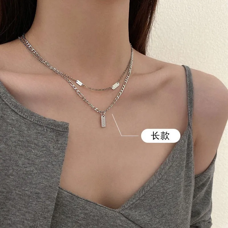 INS Style Titanium Steel Double-Layer Necklace Hip Hop Men's and Women's T-shirt Accessory Chain