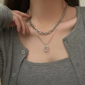 INS Style Titanium Steel Double-Layer Necklace Hip Hop Men's and Women's T-shirt Accessory Chain