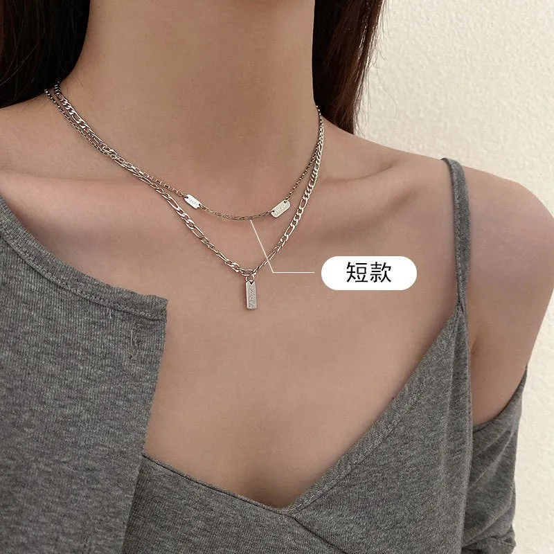 INS Style Titanium Steel Double-Layer Necklace Hip Hop Men's and Women's T-shirt Accessory Chain