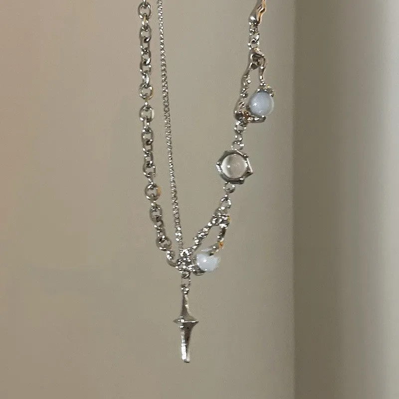 INS Style Titanium Steel Double-Layer Necklace Hip Hop Men's and Women's T-shirt Accessory Chain