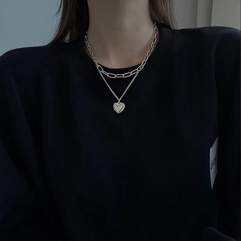 INS Style Titanium Steel Double-Layer Necklace Hip Hop Men's and Women's T-shirt Accessory Chain