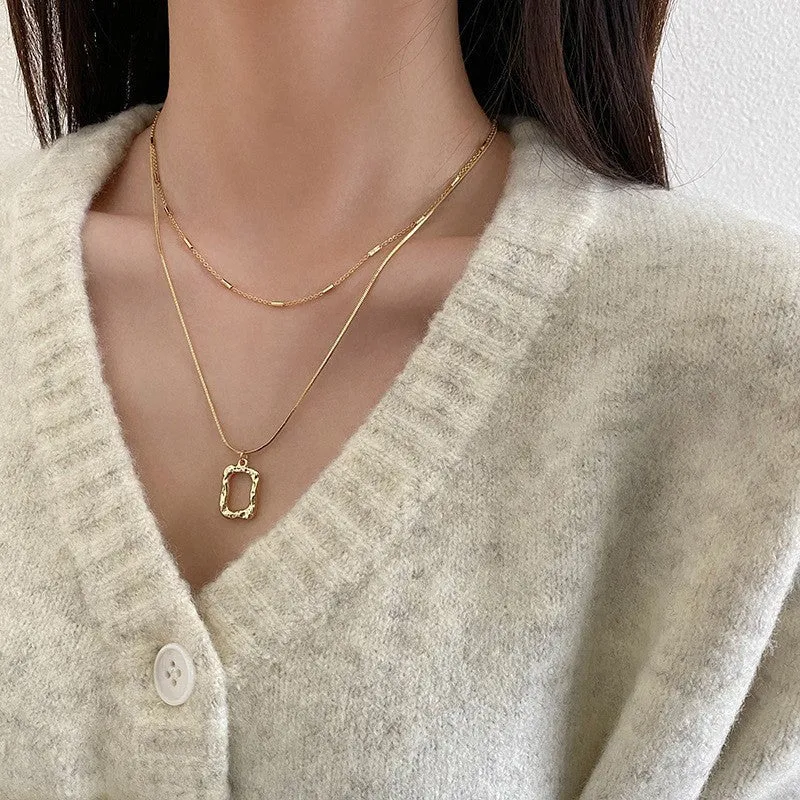 INS Style Titanium Steel Double-Layer Necklace Hip Hop Men's and Women's T-shirt Accessory Chain