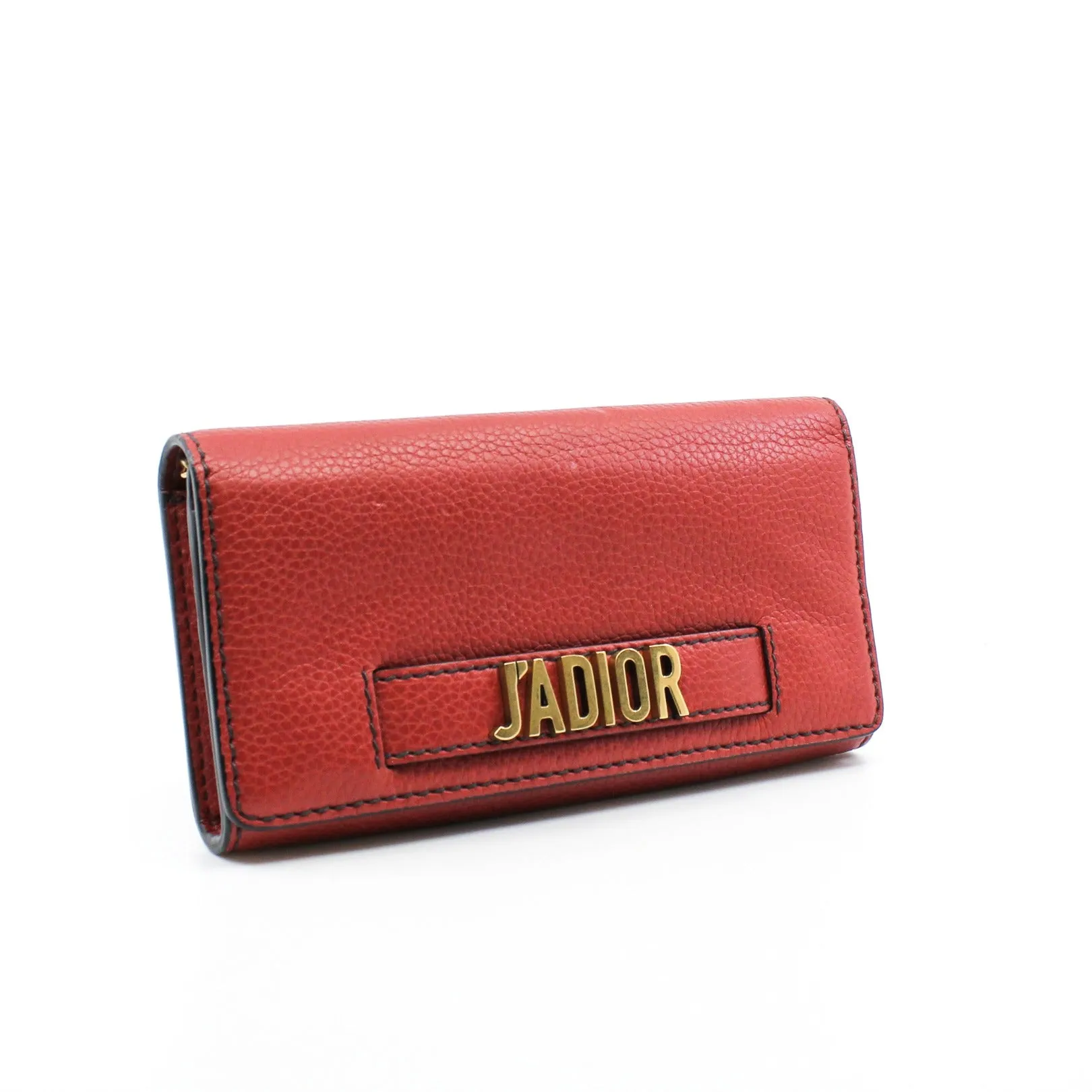 J’Adior Croisiere In Red Calfskin Leather Chain Wallet GHW