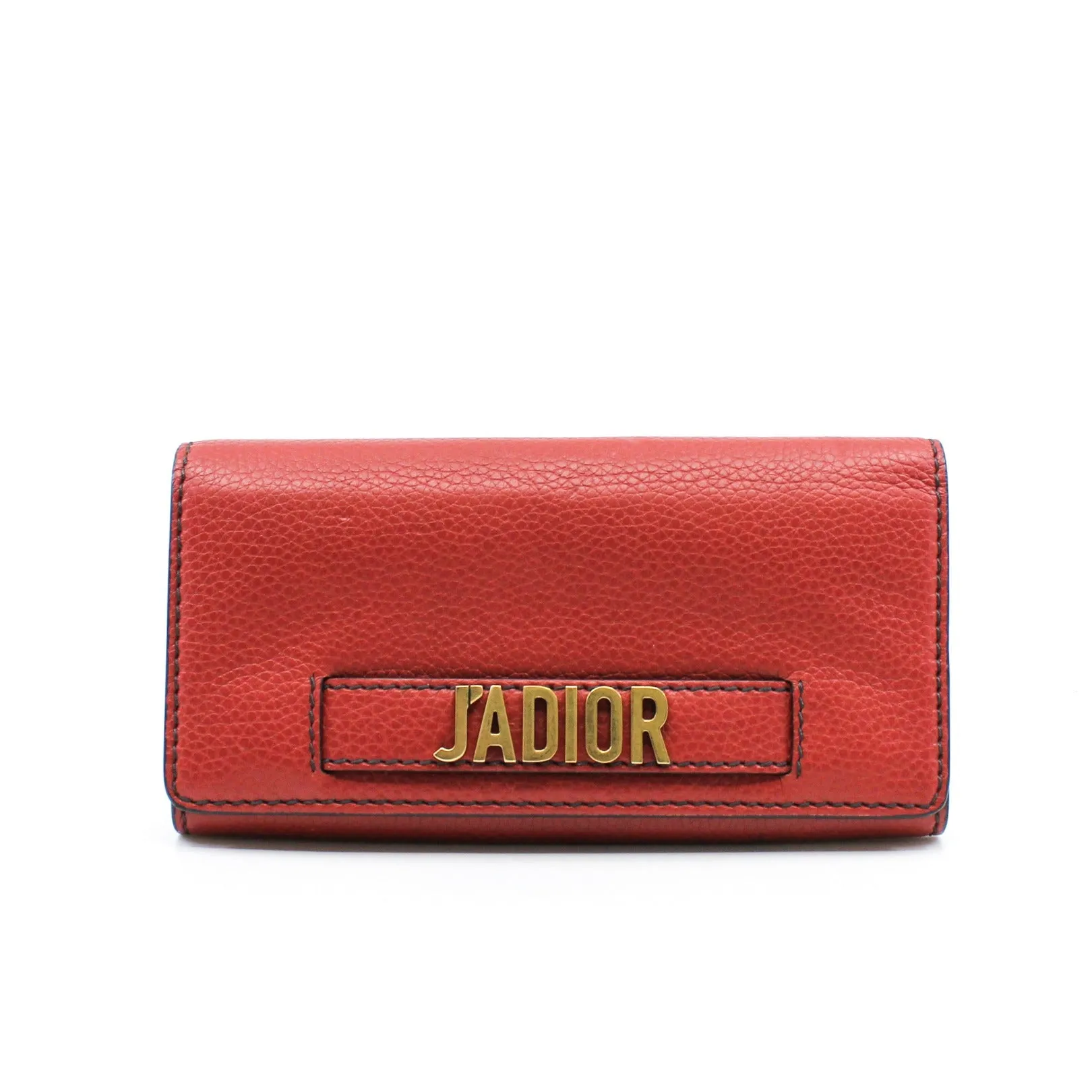 J’Adior Croisiere In Red Calfskin Leather Chain Wallet GHW