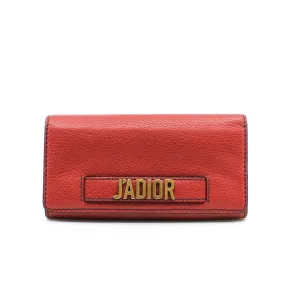 J’Adior Croisiere In Red Calfskin Leather Chain Wallet GHW