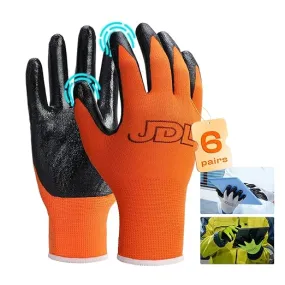JDL Orange Nitrile Coating Gloves 6pk-Medium