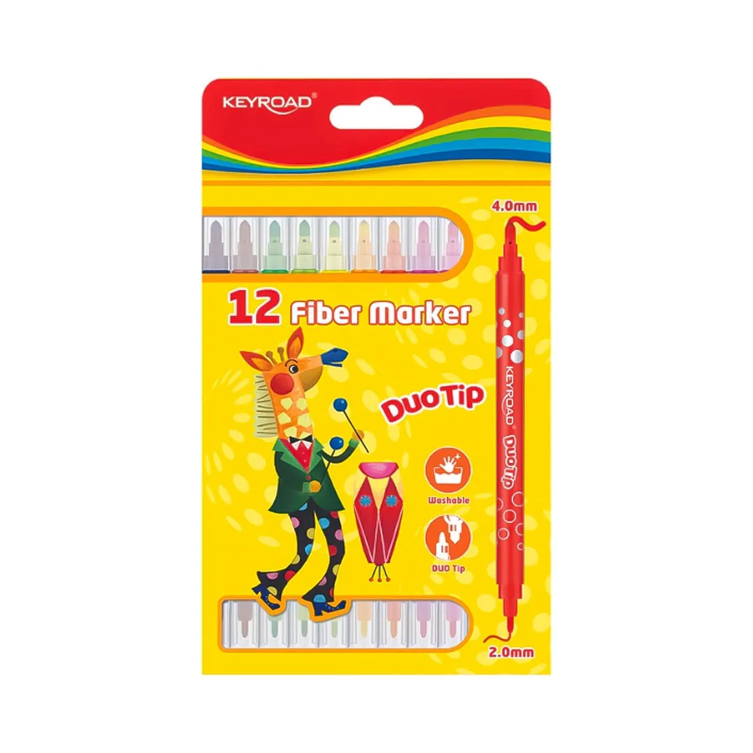 Keyroad Duo Tip Fiber Marker Pack Of 12