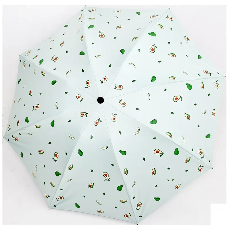 Kids Umbrella Cartoon Fruit Avocado Folding Automatic Umbrellas For Children