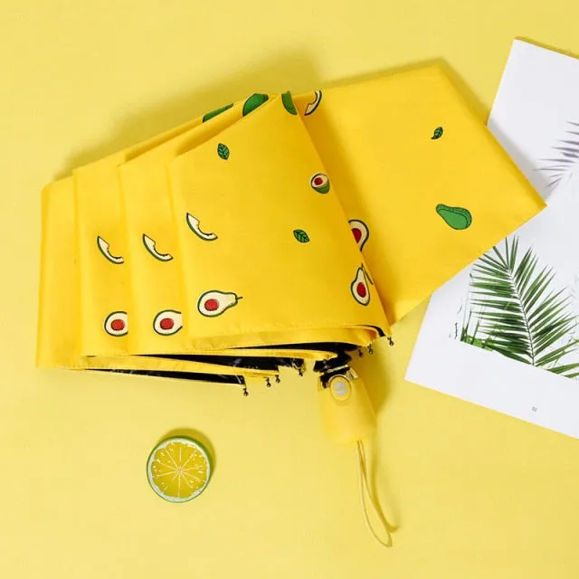 Kids Umbrella Cartoon Fruit Avocado Folding Automatic Umbrellas For Children