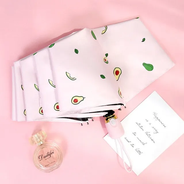 Kids Umbrella Cartoon Fruit Avocado Folding Automatic Umbrellas For Children