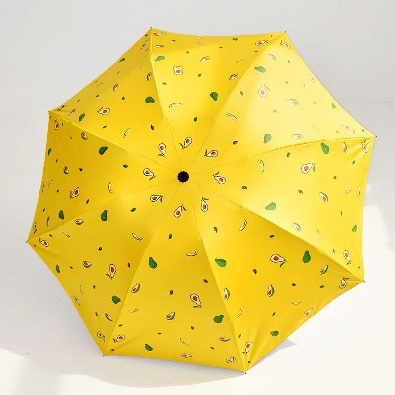 Kids Umbrella Cartoon Fruit Avocado Folding Automatic Umbrellas For Children