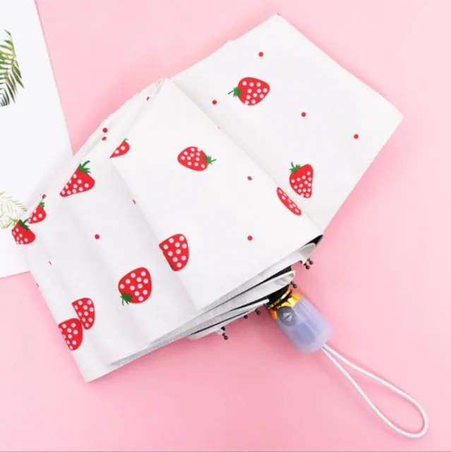 Kids Umbrella Cartoon Fruit Strawberry Folding Automatic Umbrellas For Children
