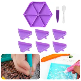 Large Capacity DIY Hexagonal Diamond Painting Tray Kit with Spoon Brush (Purple)