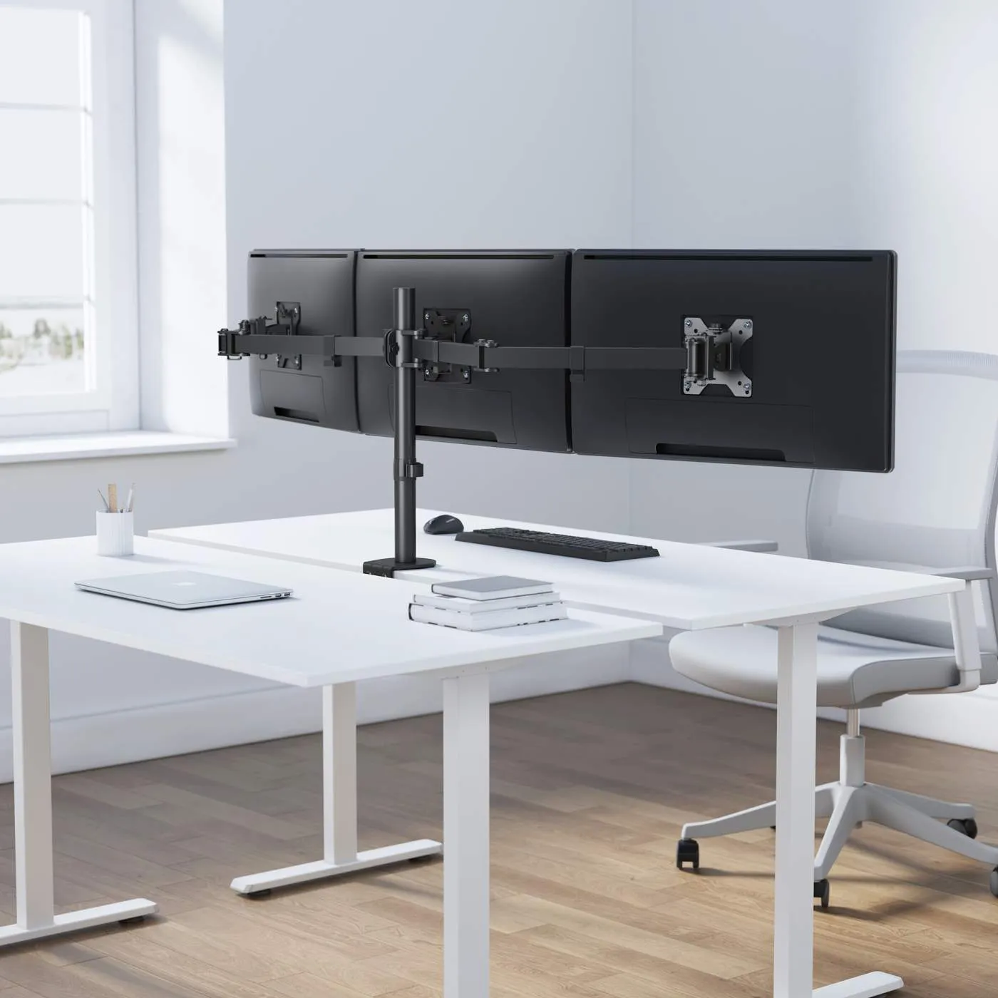 LCD Monitor Mount with Center Mount and Double-Link Swing Arms
