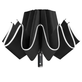 Lejorain Folding Reverse LED Umbrella - Upside Down Reflective Umbrella Compact Inverted Travel Windproof Umbrella Auto Open Close for Rain