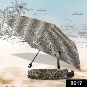 Leopard 3-Fold Sun & Rain Foldable Umbrella (1 Pc)