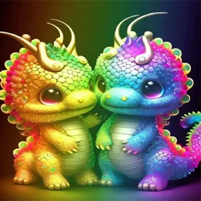Little Dragon - Full Round Drill Diamond Painting 35*35CM
