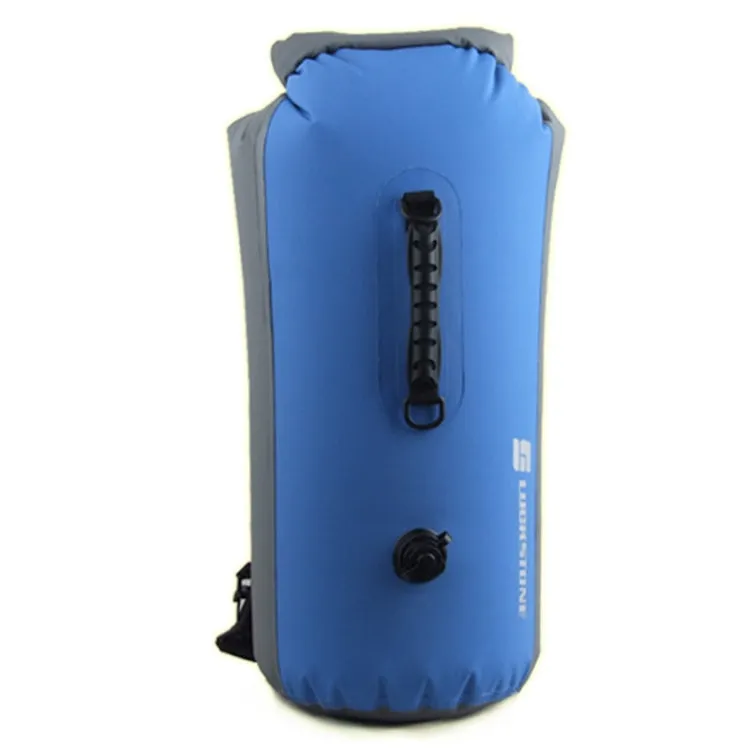 LUCKSTONE 60L Outdoor Rafting And River Tracing Waterproof Backpack Shoulder Bag Inflatable Swimming Bag Tote Bucket Bag(Blue)