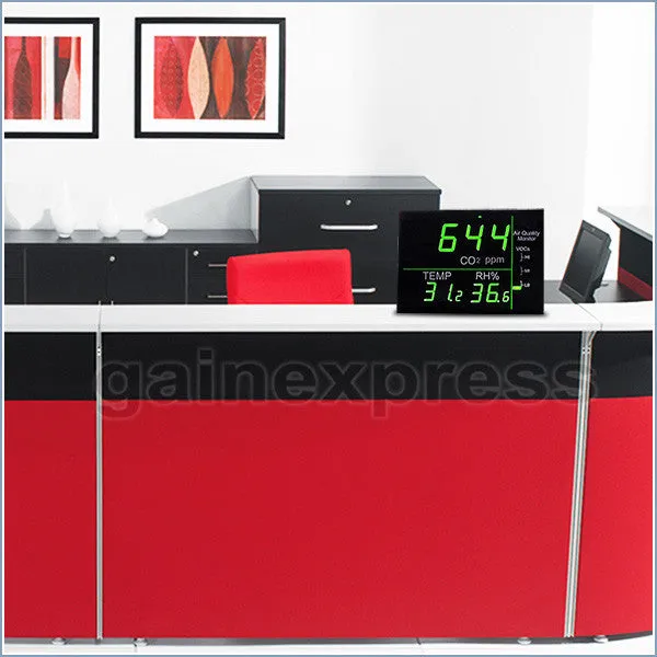 M0198158 Wallmount Smart LED Display VOC Carbon Dioxide (CO2) Temperature RH Monitor Made in Taiwan