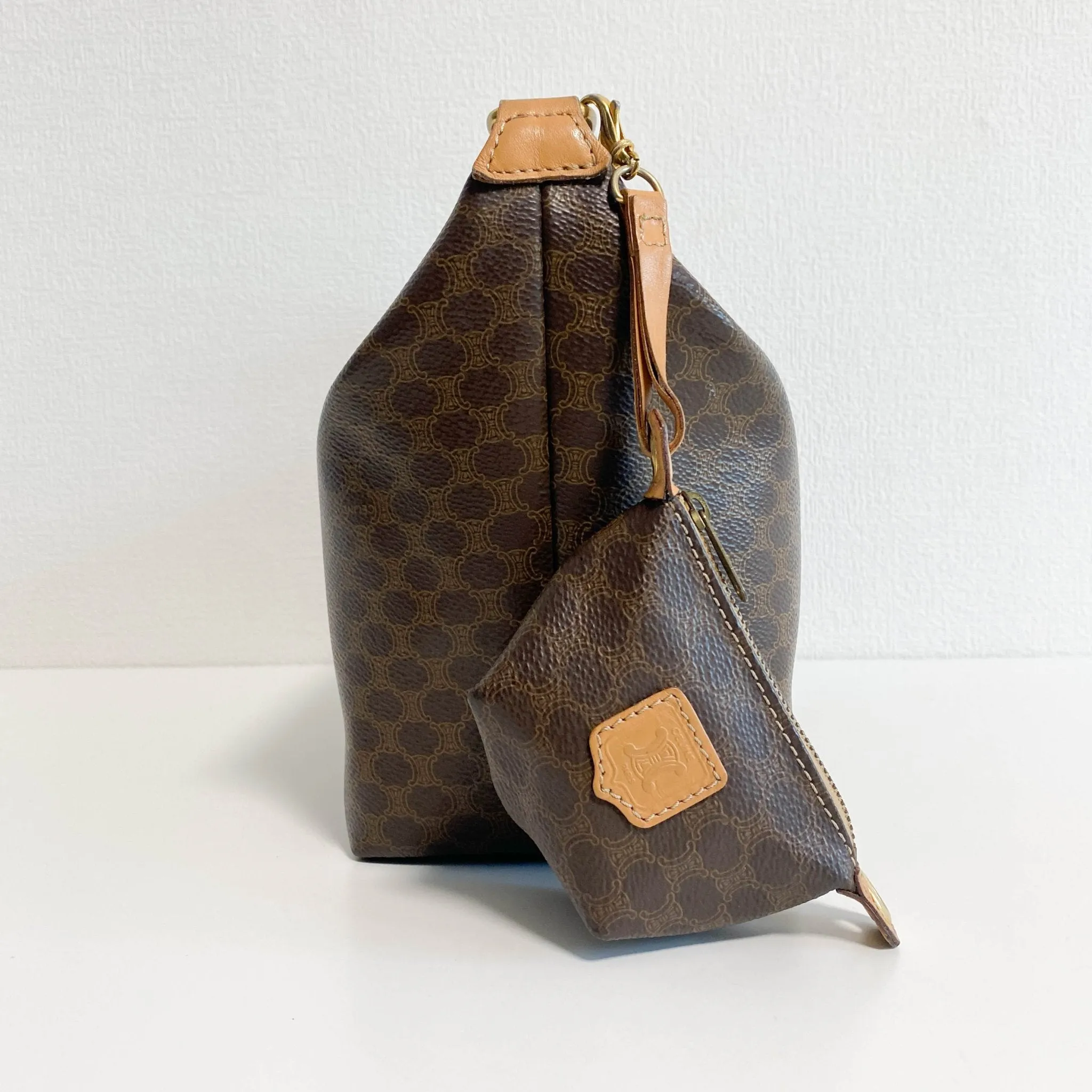 Macadam Triomphe Canvas Brown Pouch Handle Bag
