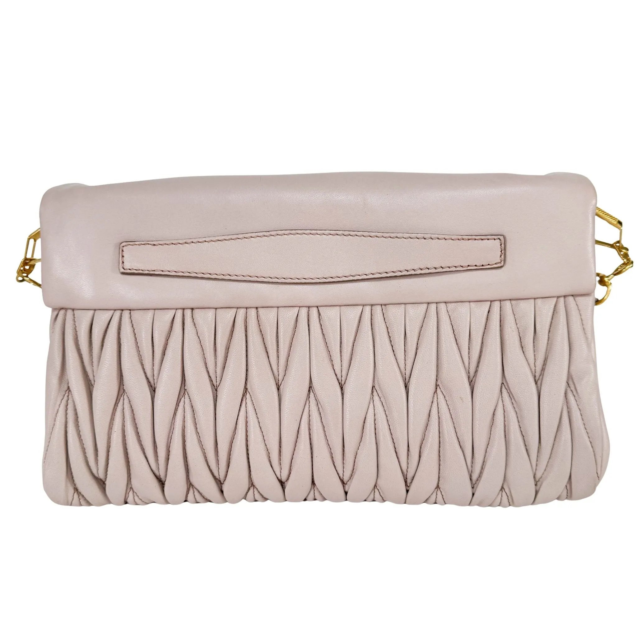 Matelassé Lambskin Leather Clutch / Shoulder Bag Pink