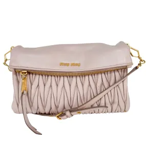 Matelassé Lambskin Leather Clutch / Shoulder Bag Pink