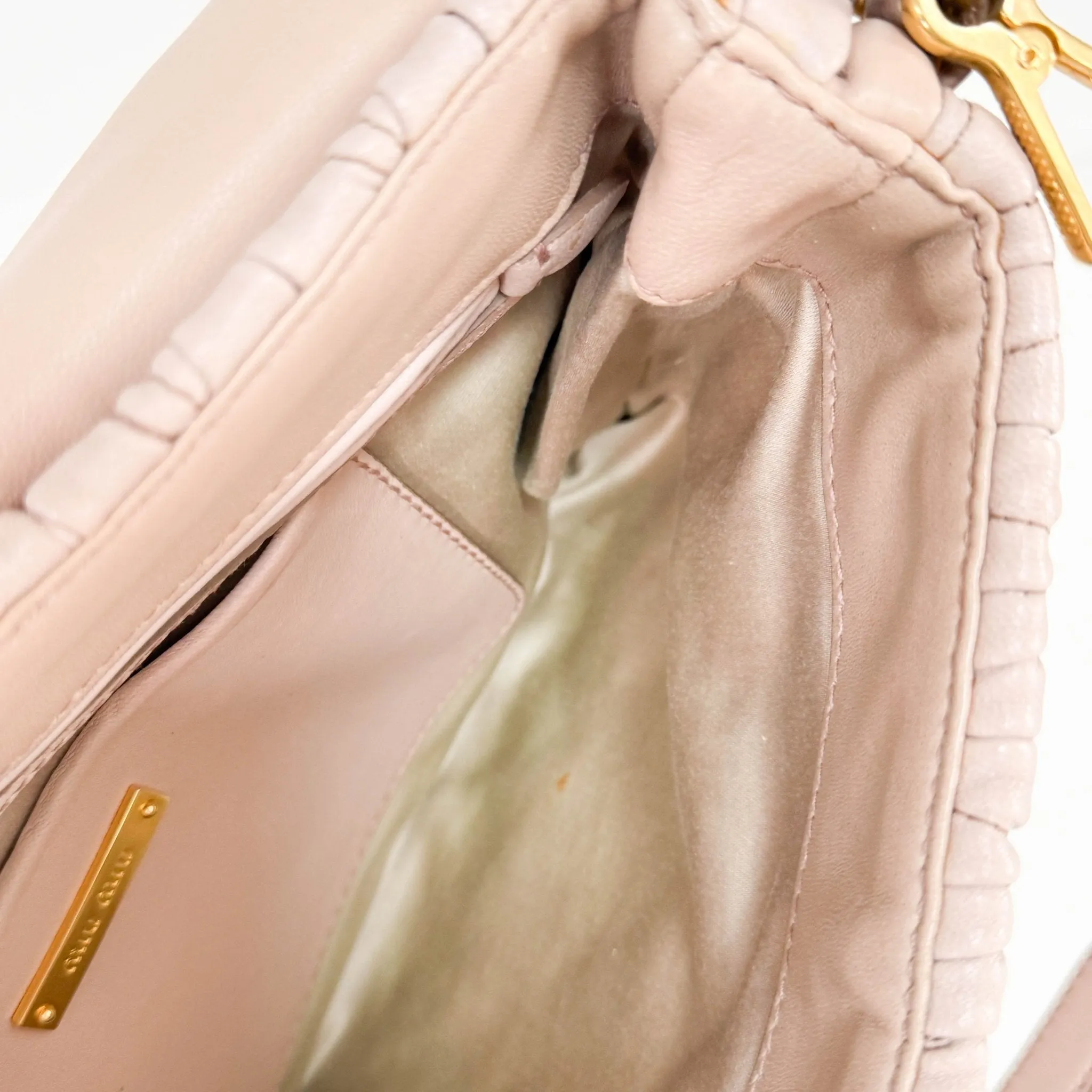 Matelassé Lambskin Leather Clutch / Shoulder Bag Pink