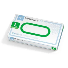 Medline MG100L Mediguard Nitrile ES Exam Gloves, Latex-Free, Powder-Free, Non-Sterile - Large, Box of 100 gloves