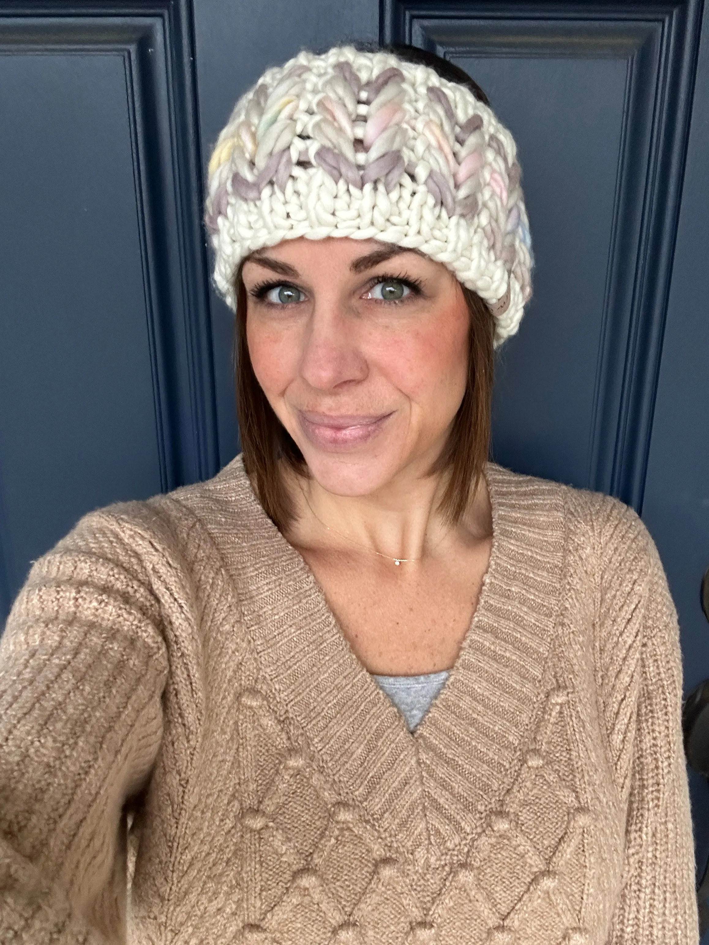 Merino and Peruvian wool knit ear warmer
