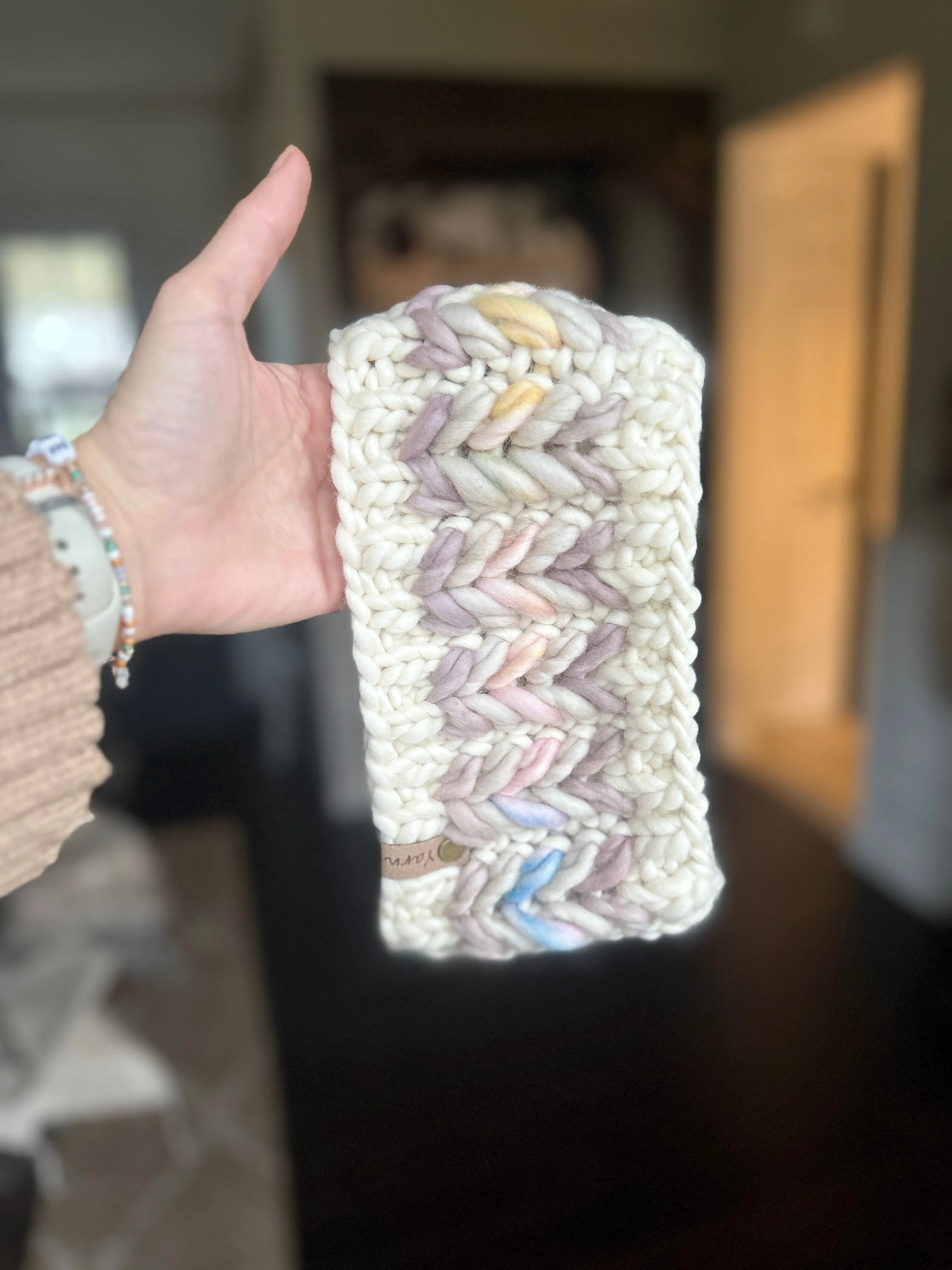 Merino and Peruvian wool knit ear warmer